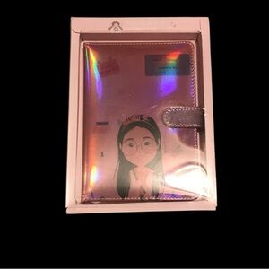 Holographic Pink Notebook with Cartoon Design